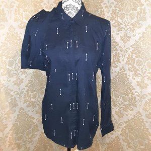 Sonoma NWOT High low navy pleated dress shirt